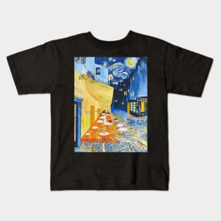 A Combination of Van Gogh's Pieces into a Cafe Terrace at Night Kids T-Shirt